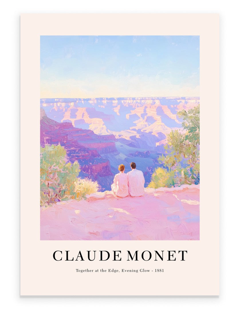 Monet inspired couple at Grand Canyon art print in impressionist evening glow