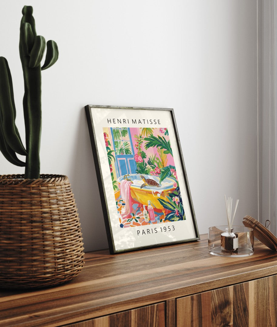 Colorful Henri Matisse inspired tropical print for home decoration.