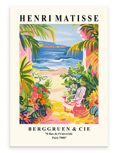 Matisse inspired seaside chair by ocean colorful art print
