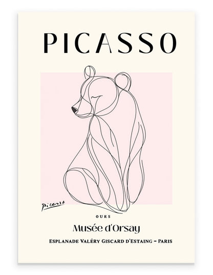 Picasso inspired bear line art drawing minimalist print