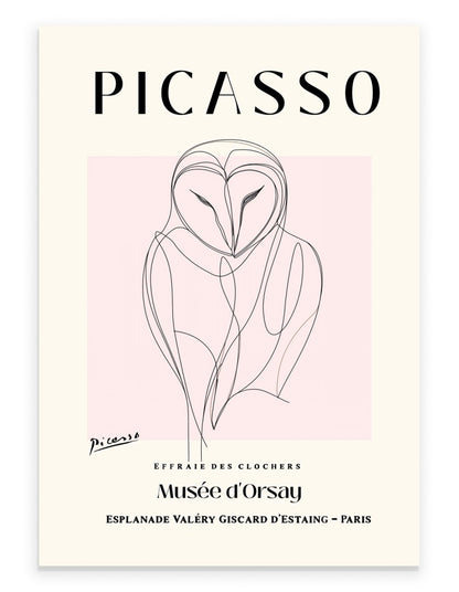Picasso inspired owl line art drawing minimalist print