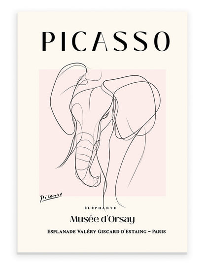 Picasso inspired elephant line art drawing minimalist print