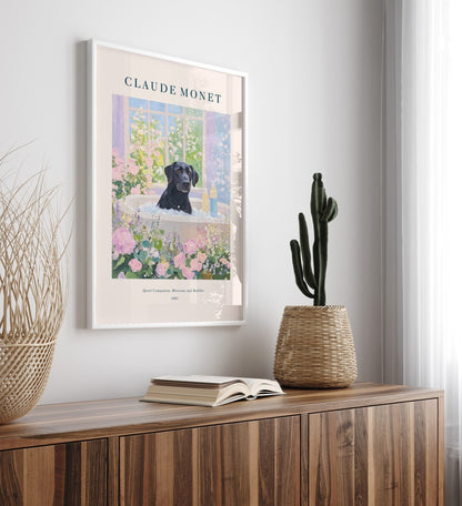 Claude Monet Black Labrador bathroom print for dog lovers